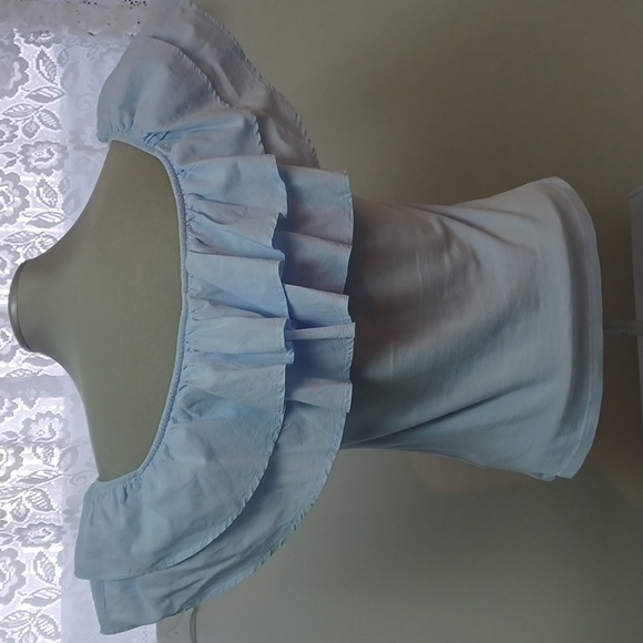 H&M Light Blue  Ruffle Top Size M - Picture 4 of 8